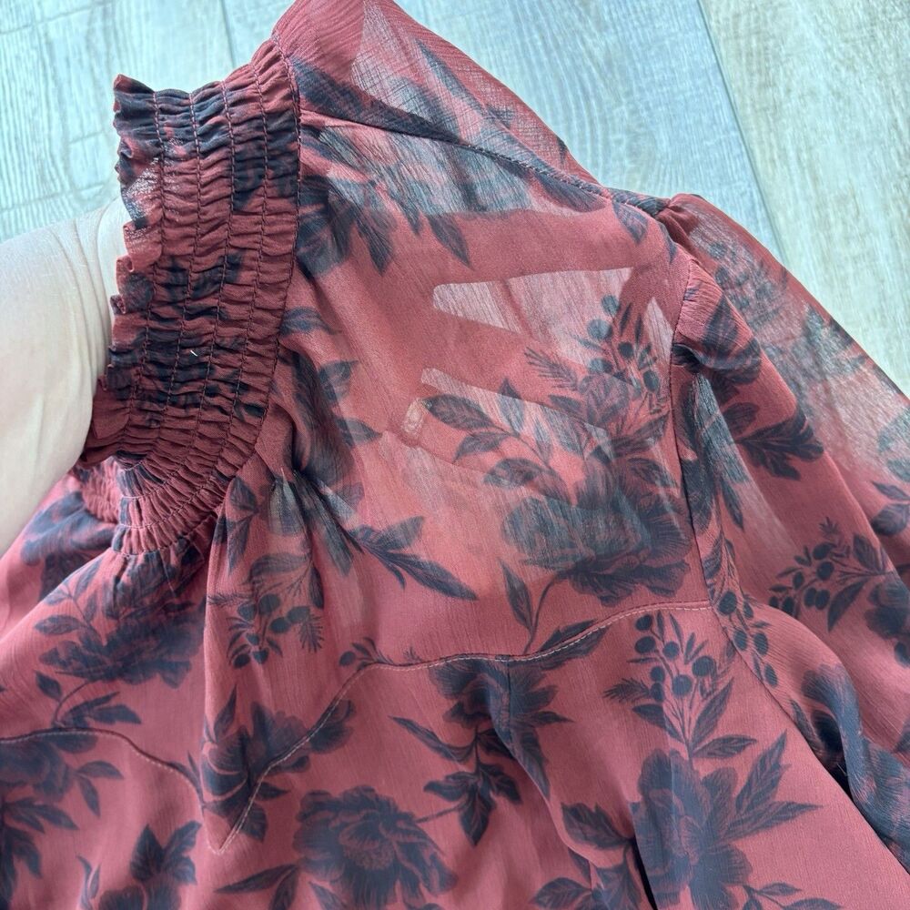 Torrid Mini Dress Womens Sz 3 Turtleneck Crinkle Pleated Floral Boho Whimsigoth - Picture 10 of 16